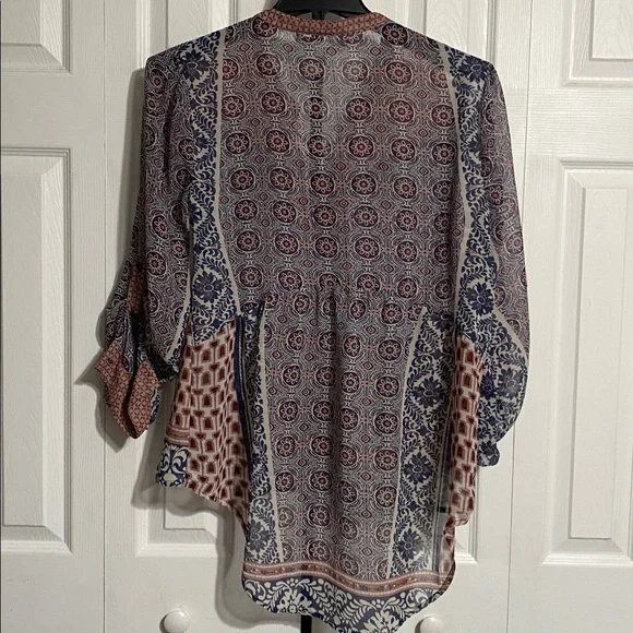 American Rag Cie lightweight sheer boho lace front shirt blouse top size XL - Picture 8 of 13